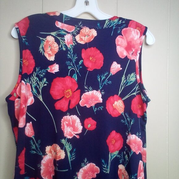 PerSeption Concept Blouse L Sleeveless Floral Blue Red Green - Picture 2 of 13